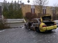Brændt bil ved Byskov-centret. Foto: Jette