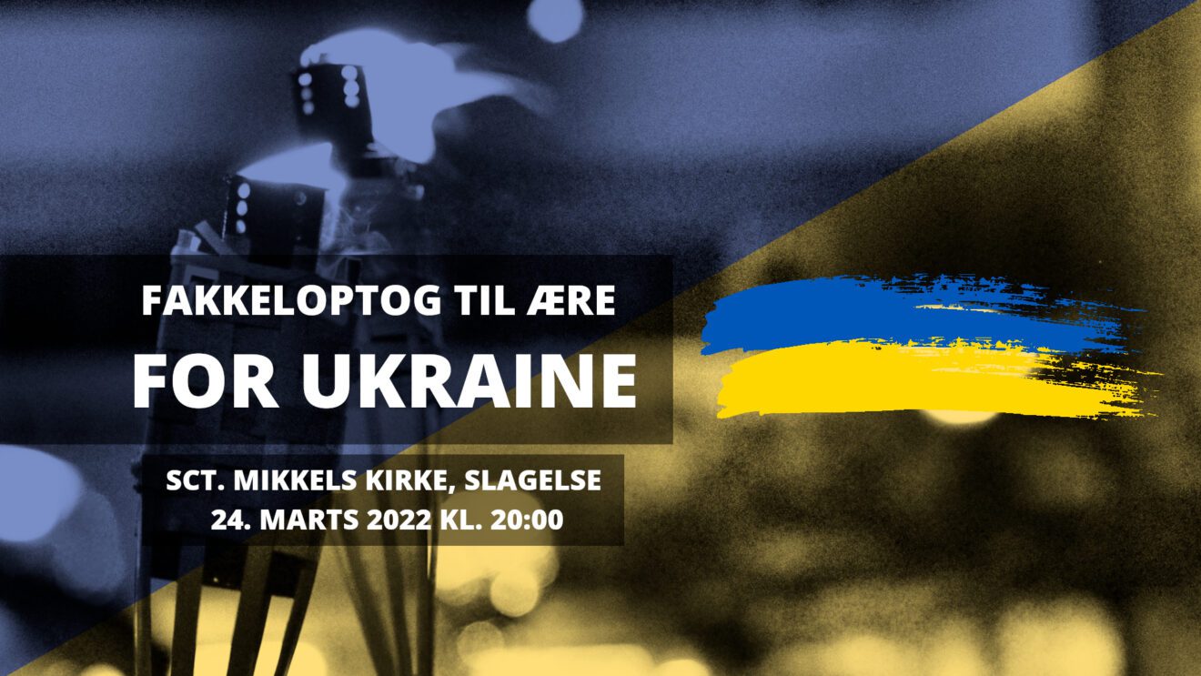 Fakkeloptog i Slagelse til støtte og ære for det ukrainske folk